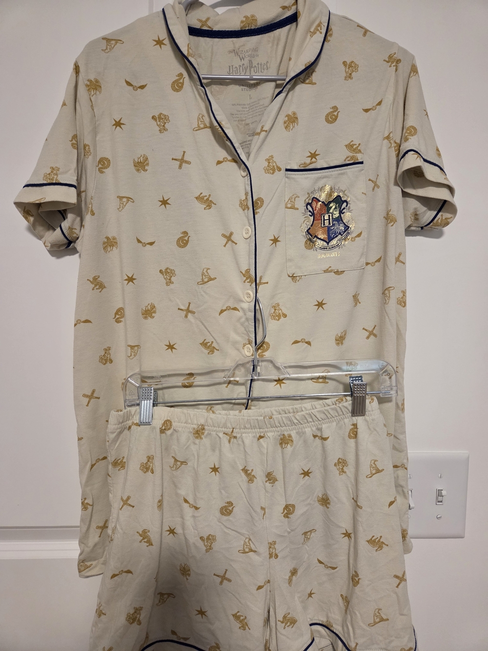Warner Bros. Short Pajama Set in Cream with Gold Accents